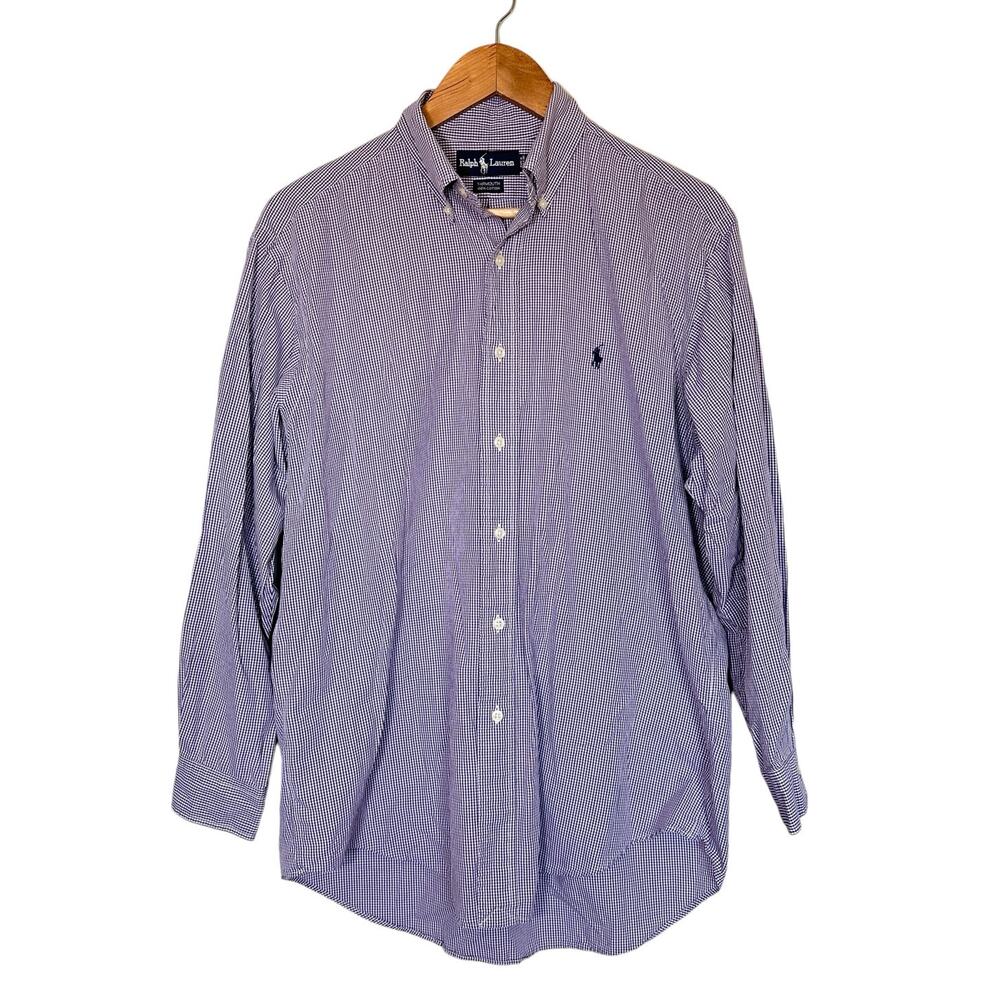 Ralph Lauren Vintage Check Yarmouth Long Sleeve Button Down Shirt 15.5 32/33